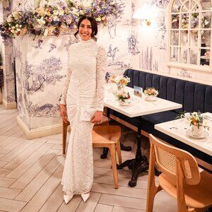 Ronny Kobo Scorpio Ruched Lace Maxi Dress